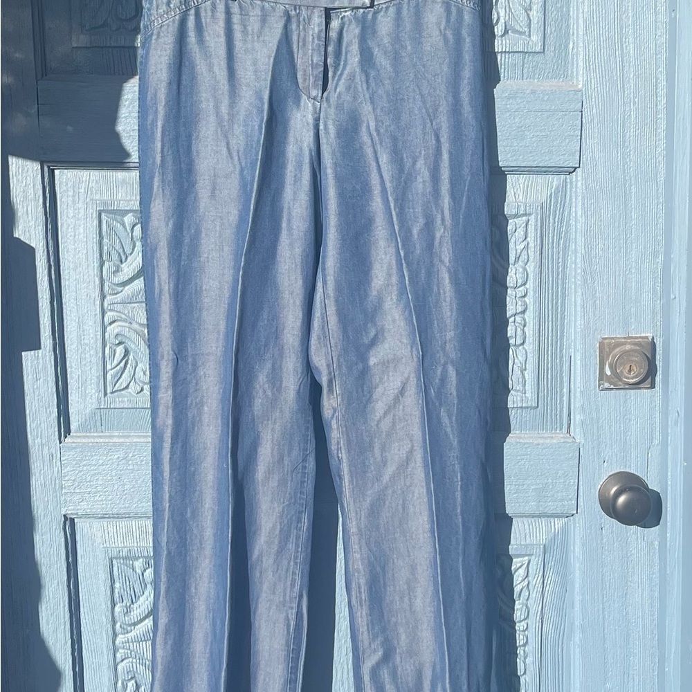 Blue Wide-Leg Trousers